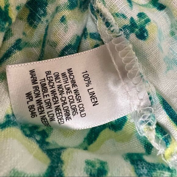 👠JMcollection linen button down bold print with cinched sleeves. Size 14 - Picture 9 of 9